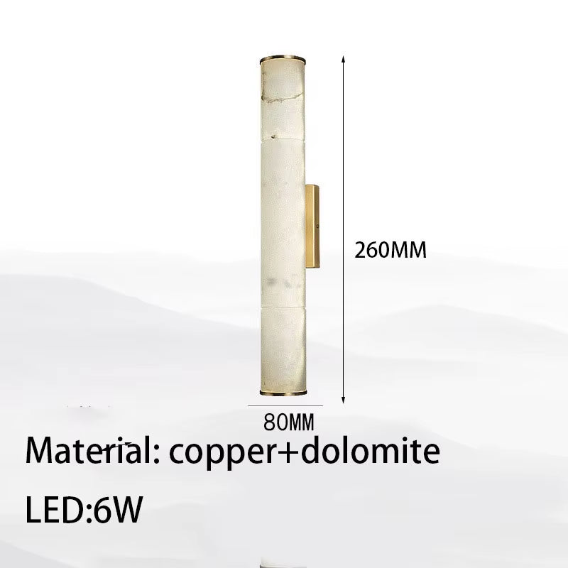 Luxury Cylindrical Natural Marble LED Wall Sconces - Elegant Art Deco Lighting for Dining Rooms and Bedrooms