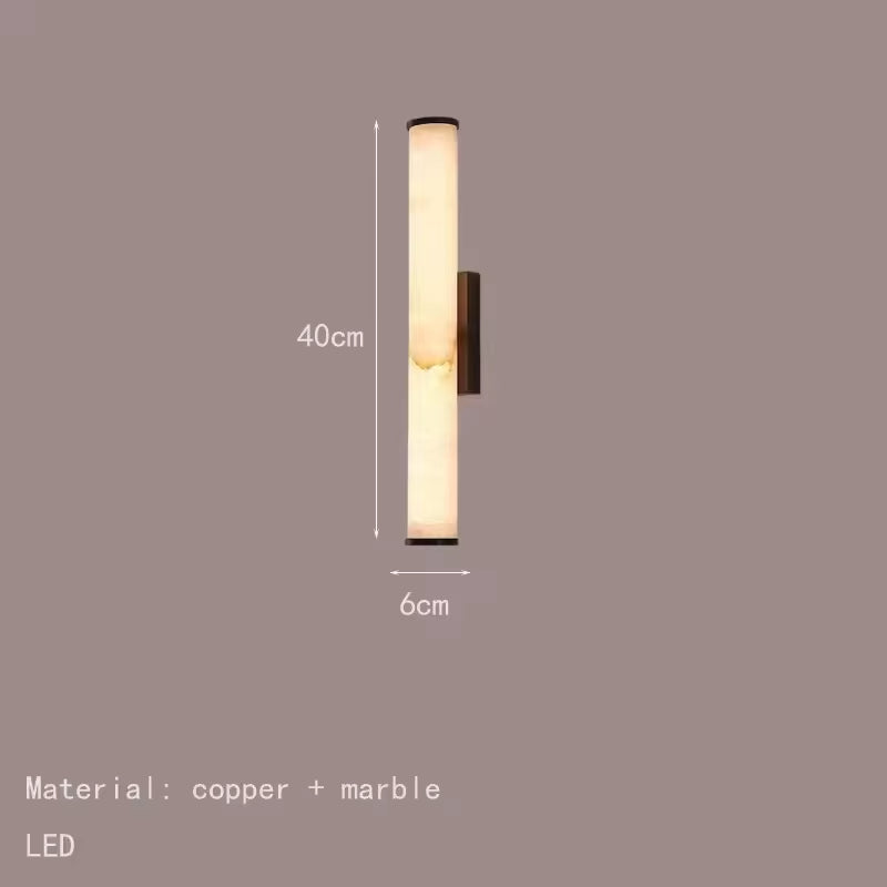 Luxury Cylindrical Natural Marble LED Wall Sconces - Elegant Art Deco Lighting for Dining Rooms and Bedrooms