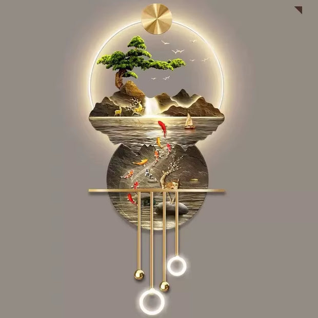 Luxury Abstract Plant Wall Light Art - Elegant Hanging Decoration for Aisles and TV Backgrounds