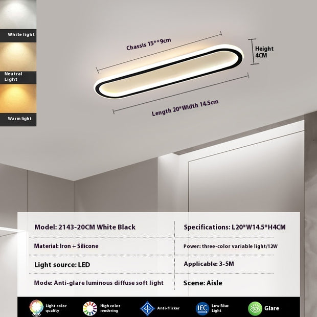 Modern Minimalist LED Strip Bedroom Cloakroom Ceiling Lamp