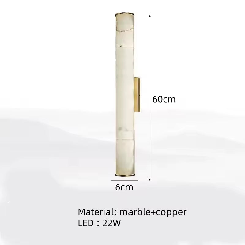 Luxury Cylindrical Natural Marble LED Wall Sconces - Elegant Art Deco Lighting for Dining Rooms and Bedrooms