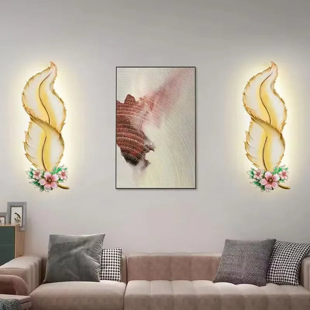 GISELLE Modern LED Plume Wall Lamp - Stylish Resin Sconce for Living Room & Corridor Decor