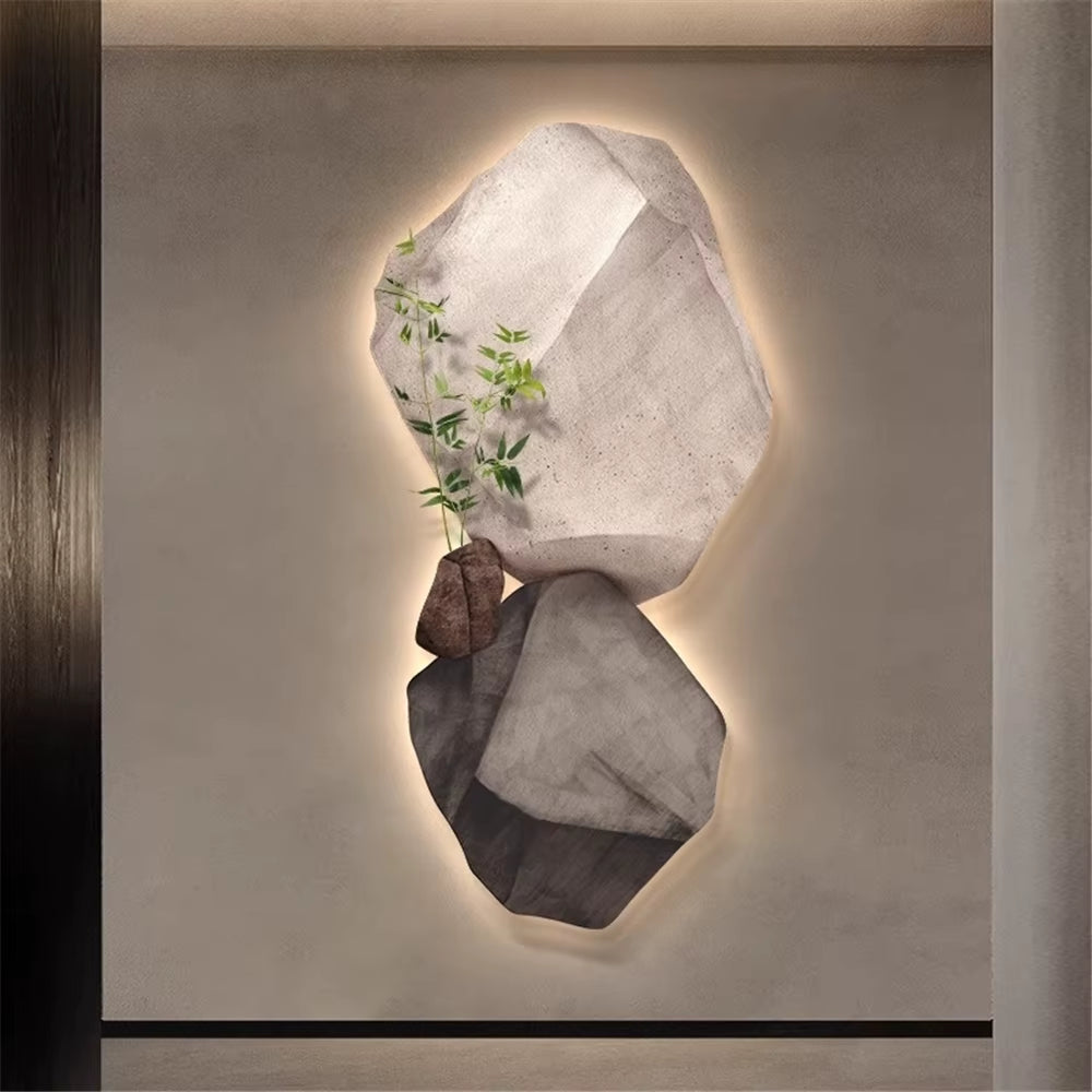 3D Stone Mural LED Wall Lamp - Elegant Night Light for Living Room, Study, and Office Decor
