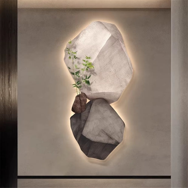 3D Stone Mural LED Wall Lamp - Elegant Night Light for Living Room, Study, and Office Decor