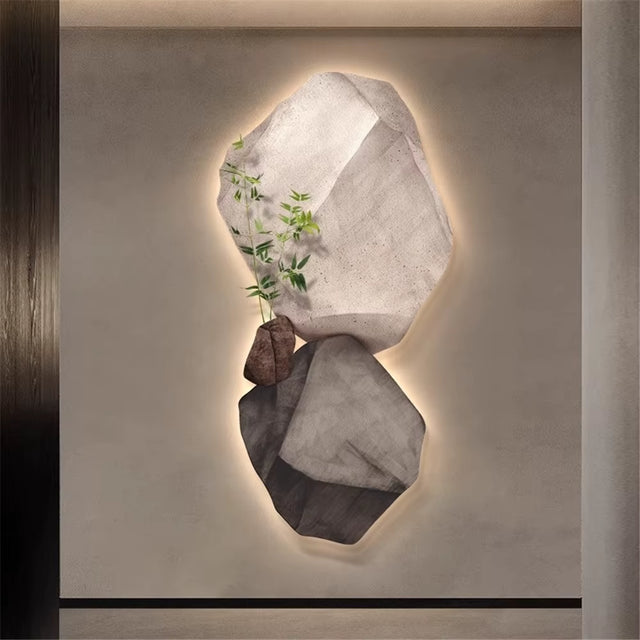 3D Stone Mural LED Wall Lamp - Elegant Night Light for Living Room, Study, and Office Decor