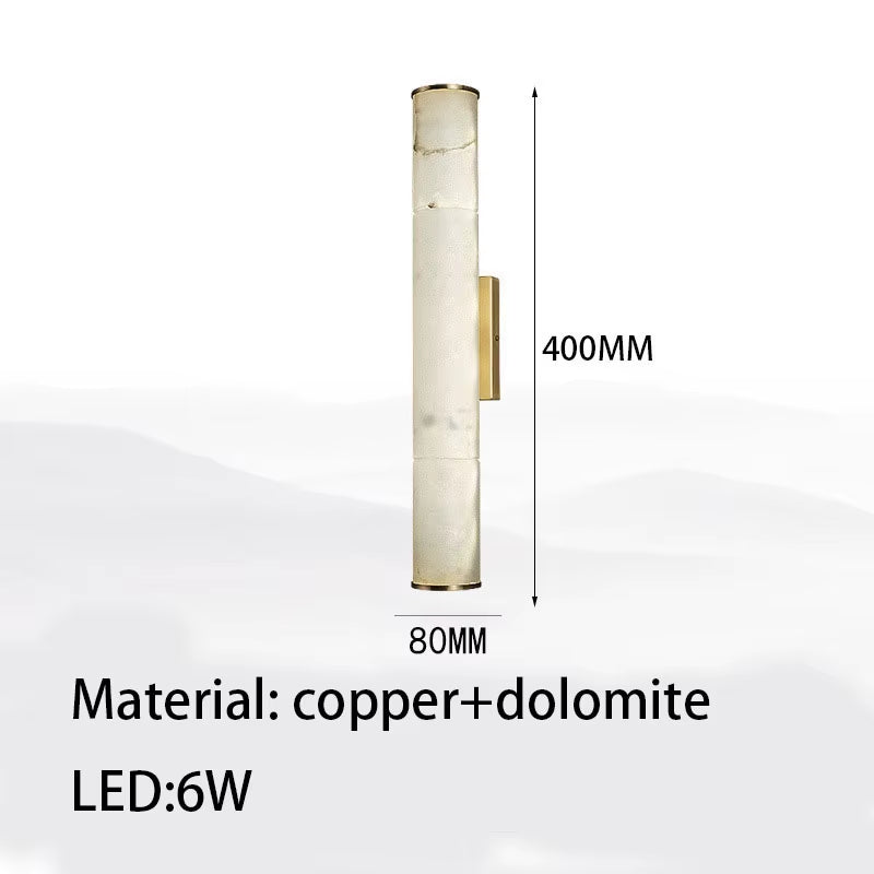 Luxury Cylindrical Natural Marble LED Wall Sconces - Elegant Art Deco Lighting for Dining Rooms and Bedrooms