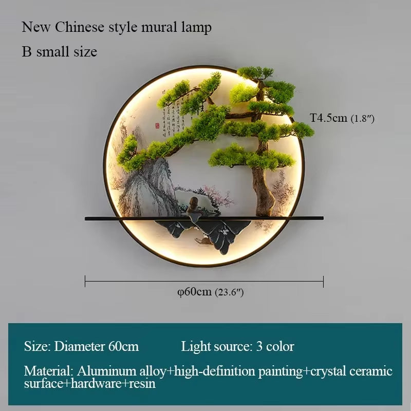 APRIL Modern LED Wall Picture Light - Elegant Chinese Landscape Mural Sconce for Home, Bedroom, and Study