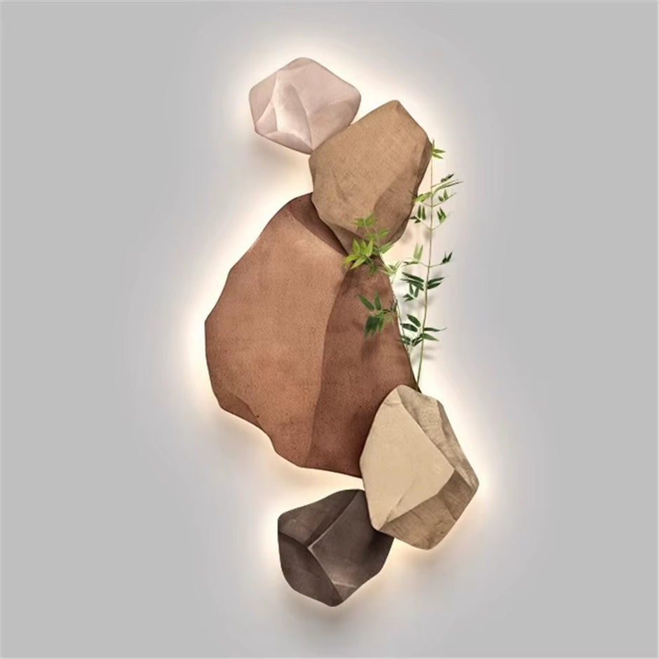 3D Stone Mural LED Wall Lamp - Elegant Night Light for Living Room, Study, and Office Decor