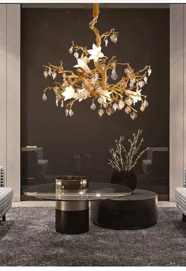 Copper Branch Chandelier Creative Crystal Chandelier