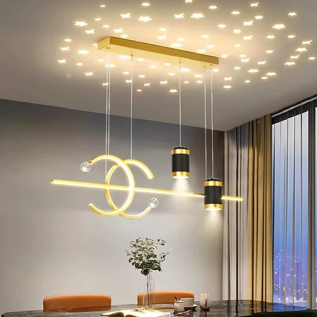 Luxurious Contemporary LED Pendant Chandelier with Remote Control - Perfect for Dining Room Elegance