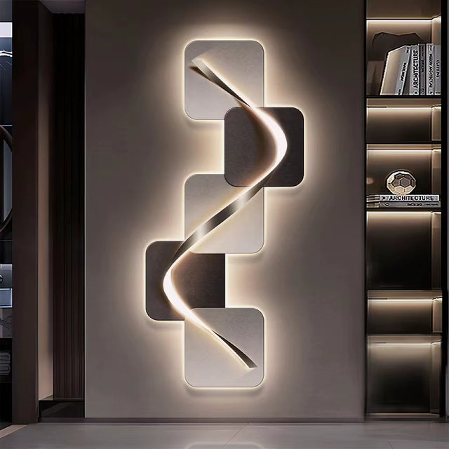 Elegant LED-Illuminated Minimalist Wall Art for Luxury Entrance Halls and Living Rooms
