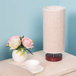 Simple round linen table lamp