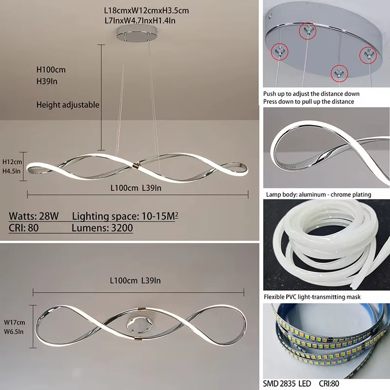 Contemporary Glass Pendant LED Lighting for Living and Dining Spaces