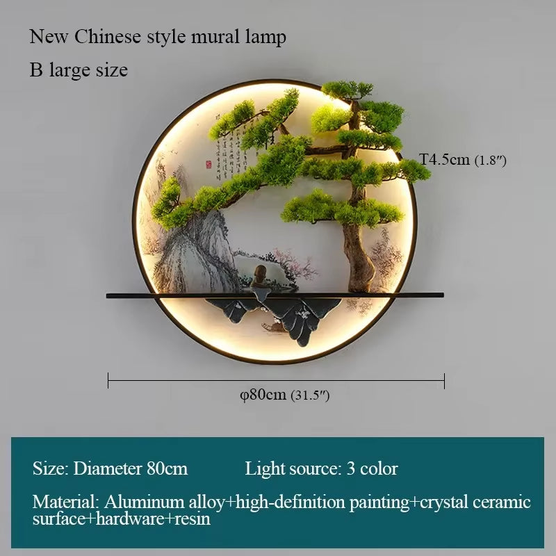 APRIL Modern LED Wall Picture Light - Elegant Chinese Landscape Mural Sconce for Home, Bedroom, and Study