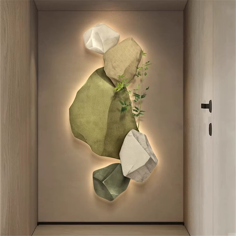 3D Stone Mural LED Wall Lamp - Elegant Night Light for Living Room, Study, and Office Decor
