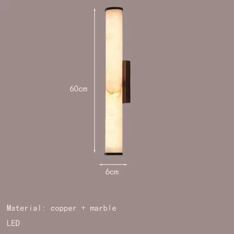 Luxury Cylindrical Natural Marble LED Wall Sconces - Elegant Art Deco Lighting for Dining Rooms and Bedrooms