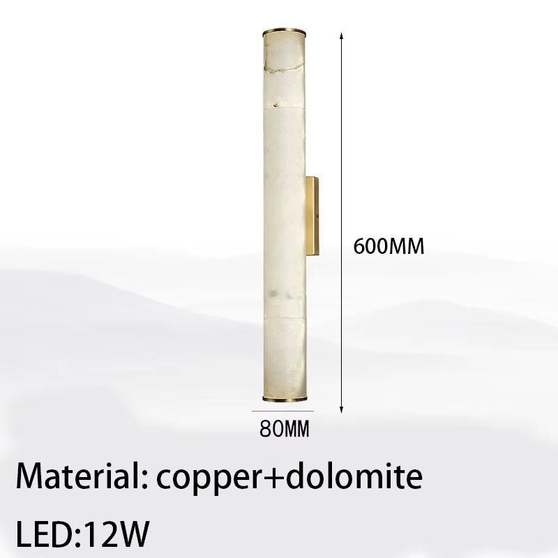 Luxury Cylindrical Natural Marble LED Wall Sconces - Elegant Art Deco Lighting for Dining Rooms and Bedrooms