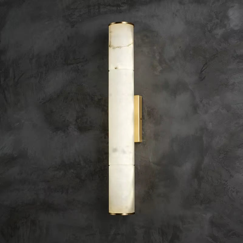 Luxury Cylindrical Natural Marble LED Wall Sconces - Elegant Art Deco Lighting for Dining Rooms and Bedrooms
