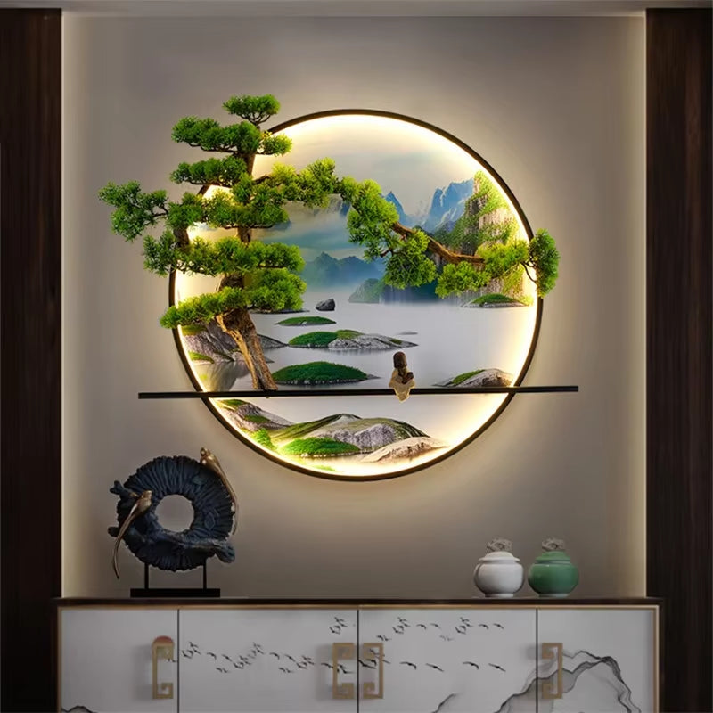 APRIL Modern LED Wall Picture Light - Elegant Chinese Landscape Mural Sconce for Home, Bedroom, and Study