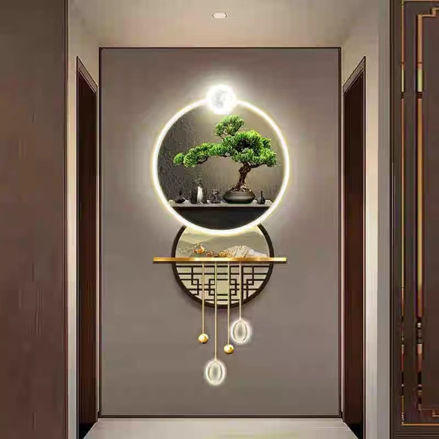 Luxury Abstract Plant Wall Light Art - Elegant Hanging Decoration for Aisles and TV Backgrounds