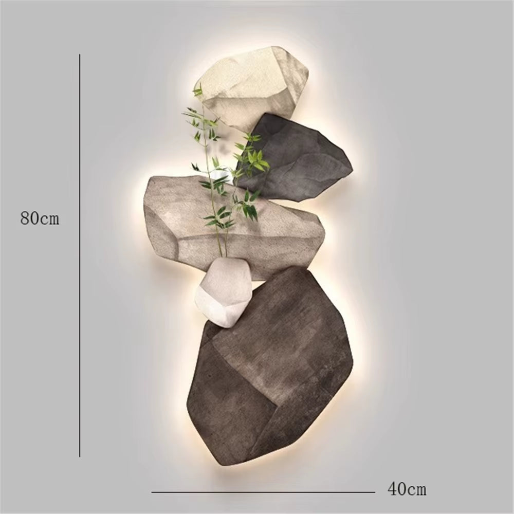 3D Stone Mural LED Wall Lamp - Elegant Night Light for Living Room, Study, and Office Decor