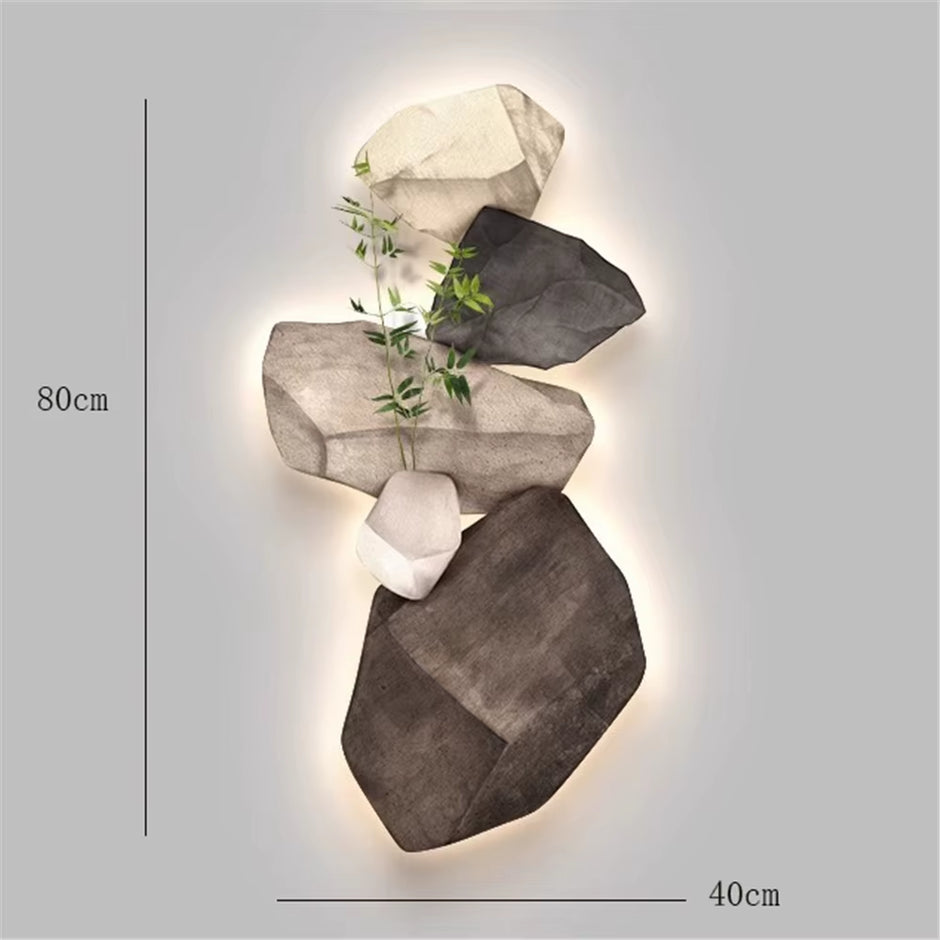 3D Stone Mural LED Wall Lamp - Elegant Night Light for Living Room, Study, and Office Decor