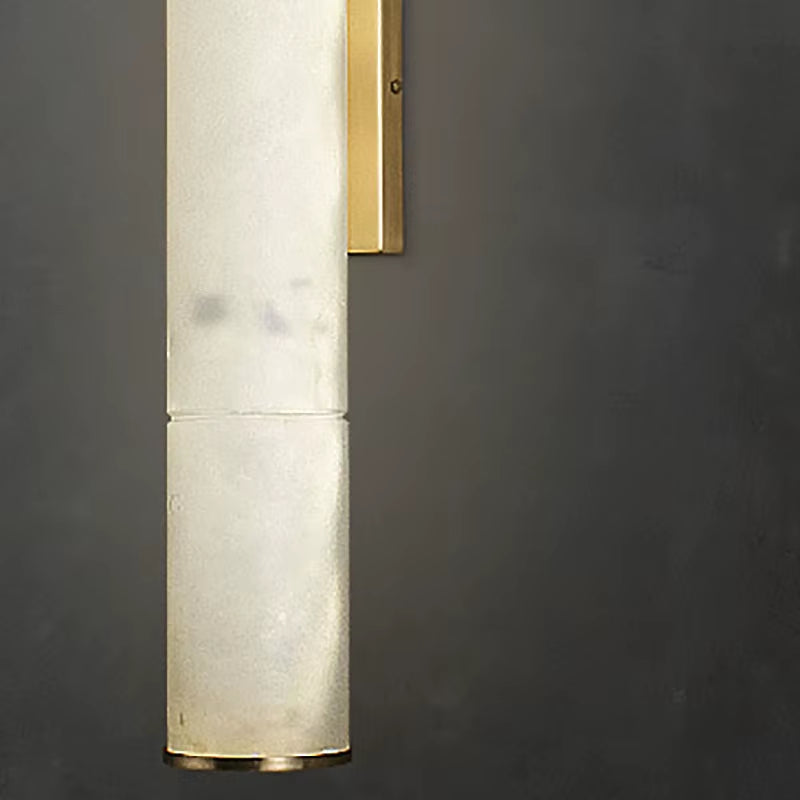 Luxury Cylindrical Natural Marble LED Wall Sconces - Elegant Art Deco Lighting for Dining Rooms and Bedrooms