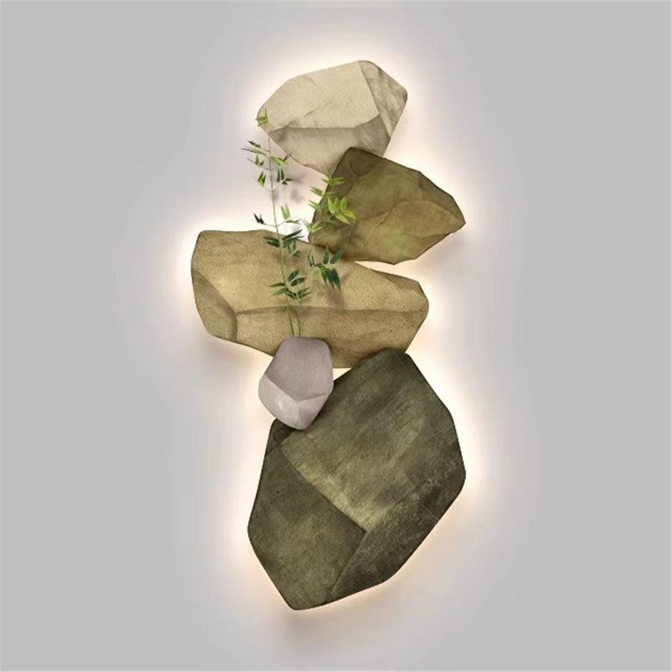 3D Stone Mural LED Wall Lamp - Elegant Night Light for Living Room, Study, and Office Decor