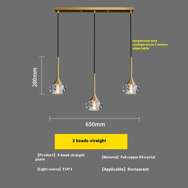 Copper Rotating Stairs Simple Modern Light Luxury Crystal Chandelier