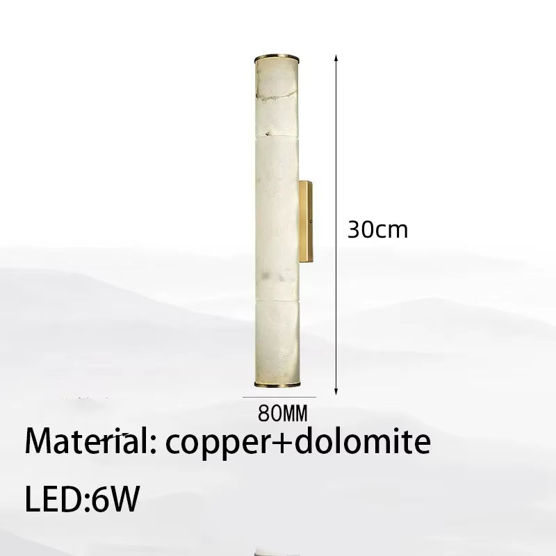 Luxury Cylindrical Natural Marble LED Wall Sconces - Elegant Art Deco Lighting for Dining Rooms and Bedrooms