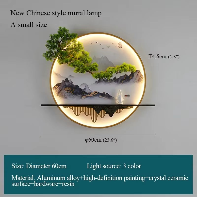 APRIL Modern LED Wall Picture Light - Elegant Chinese Landscape Mural Sconce for Home, Bedroom, and Study