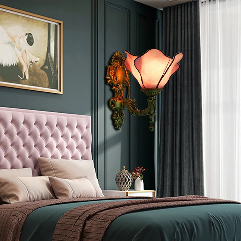 Artpad Stained Glass Lampshade Batterfly Pyramid Art Wall Lamp Led Bedside Study Asile Wall Mounted Lamp Up Or Down Lighting