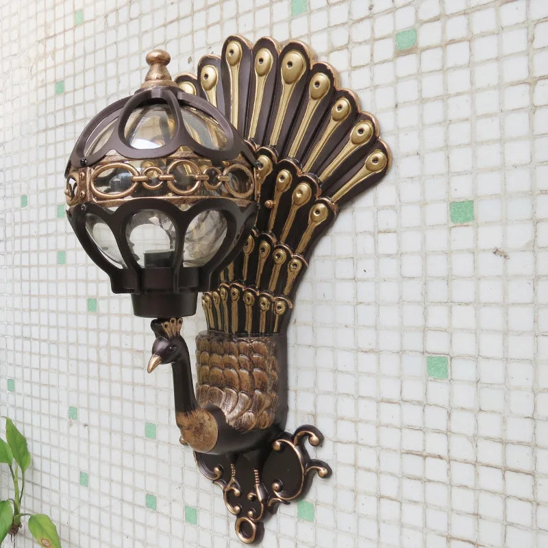 European Style Retro Peacock Wall Lamp Led Hotel Art Wall Lamp Balcony Villa Door Light Suitable For Indoor / Outdoor Lighting