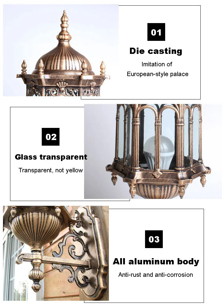 Outdoor Super Bright Wall Lamp Aisle European Style Garden Wall Lamp Waterproof Simple Retro Villa Balcony Corridor Wall Lamp