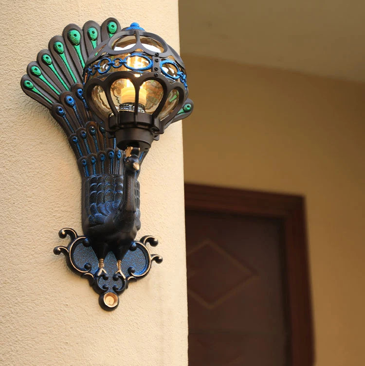 European Style Retro Peacock Wall Lamp Led Hotel Art Wall Lamp Balcony Villa Door Light Suitable For Indoor / Outdoor Lighting