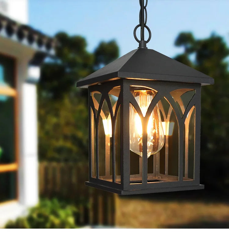 European Waterproof Pendant Lamp Outdoor Retro Village Chandelier Balcony Corridors Lights Grape Rack Hanglamp Luminaire