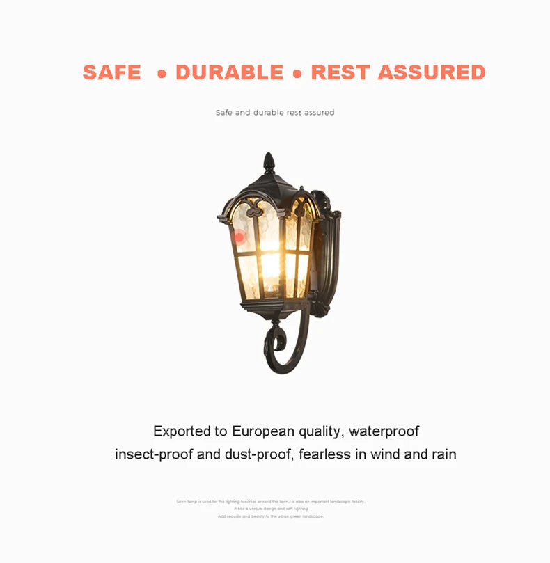 European Style Roman Outdoor Wall Lamp LED Retro Garden Lighting for Residential Villa Door