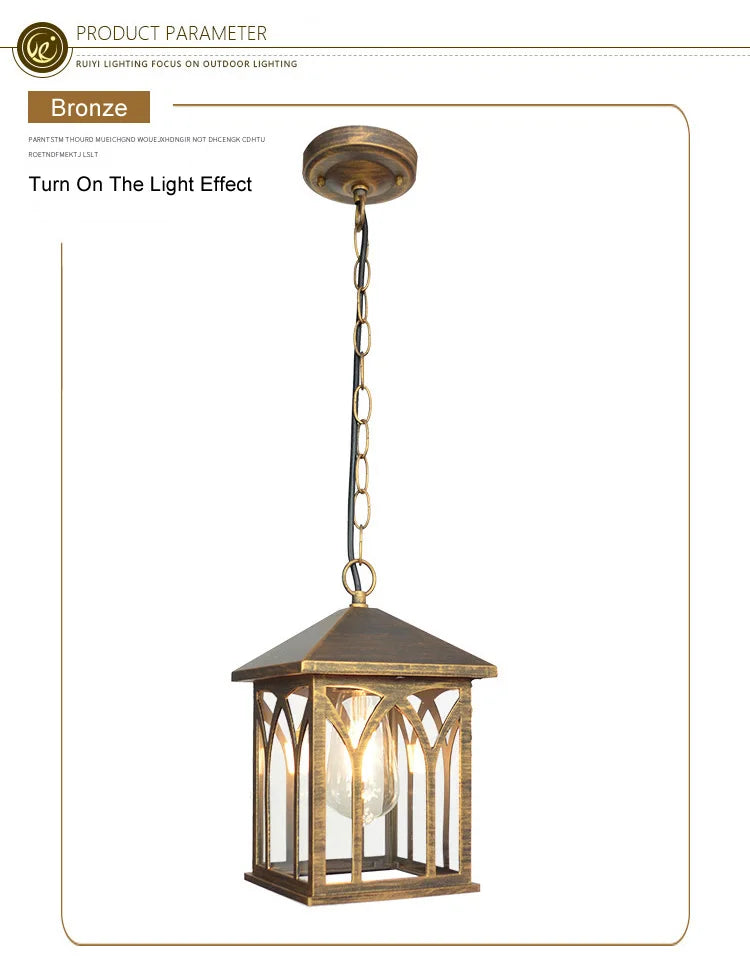 European Waterproof Pendant Lamp Outdoor Retro Village Chandelier Balcony Corridors Lights Grape Rack Hanglamp Luminaire