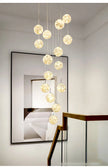 Modern LED Glass Ball Dimmable Chandelier Staircase Lustre Living Room Chandelier Lustre Home Decoration Ceiling Chandelier