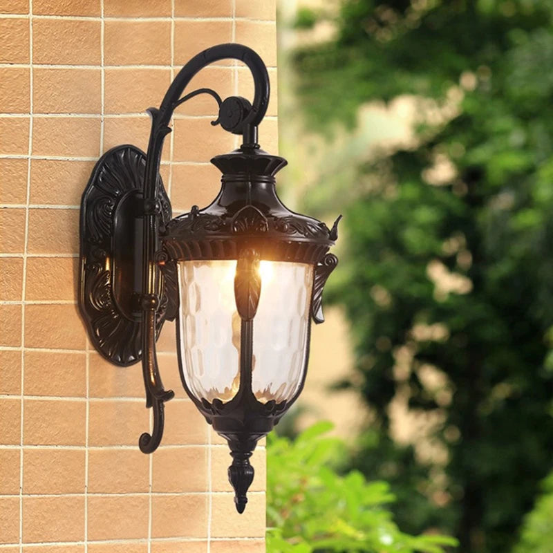 SANDIY Outdoor Wall Light Fixtures Retro Porch Lamp Exterior Nighting Sconce for House Front Door Garage Patio Bronze+Glass E27
