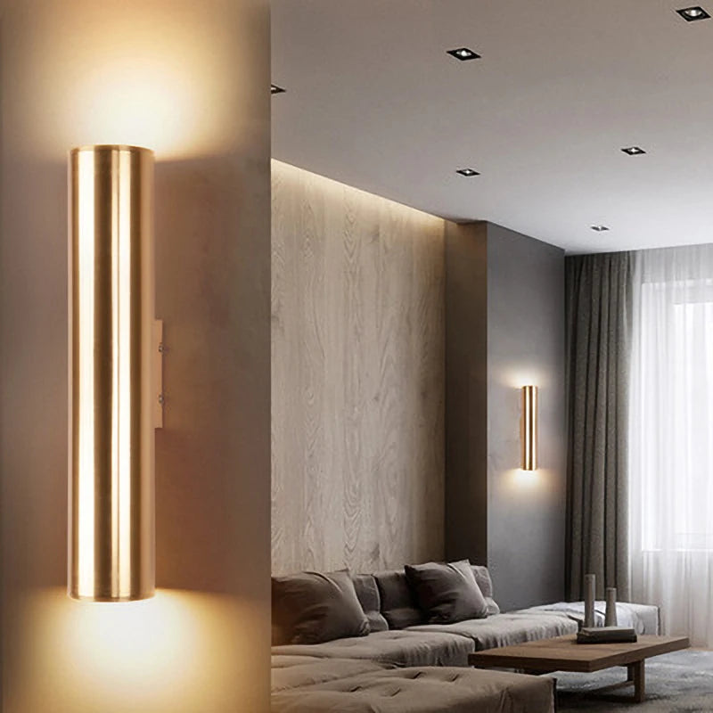 Modern Gold Pipe Wall Lamps Tube Light Home Decor Bathroom Bedroom Lamp Wall Sconces Led Mirror Light Loft Background lighting