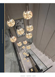 Modern LED Glass Ball Dimmable Chandelier Staircase Lustre Living Room Chandelier Lustre Home Decoration Ceiling Chandelier