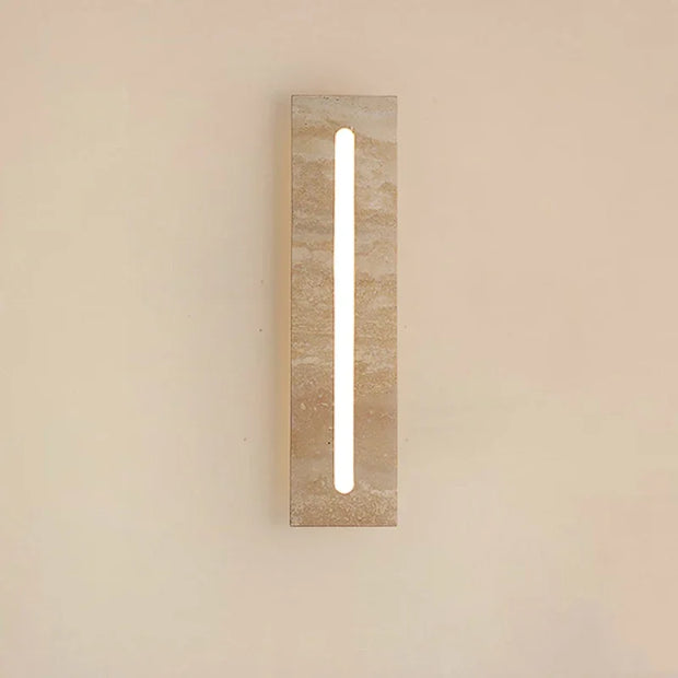 Wabi Sabi Travertine Rectangular Stone Sconce Outdoor Wall Lamp for Yard Balcony Living Room Restaurant Corridor Staircase LED