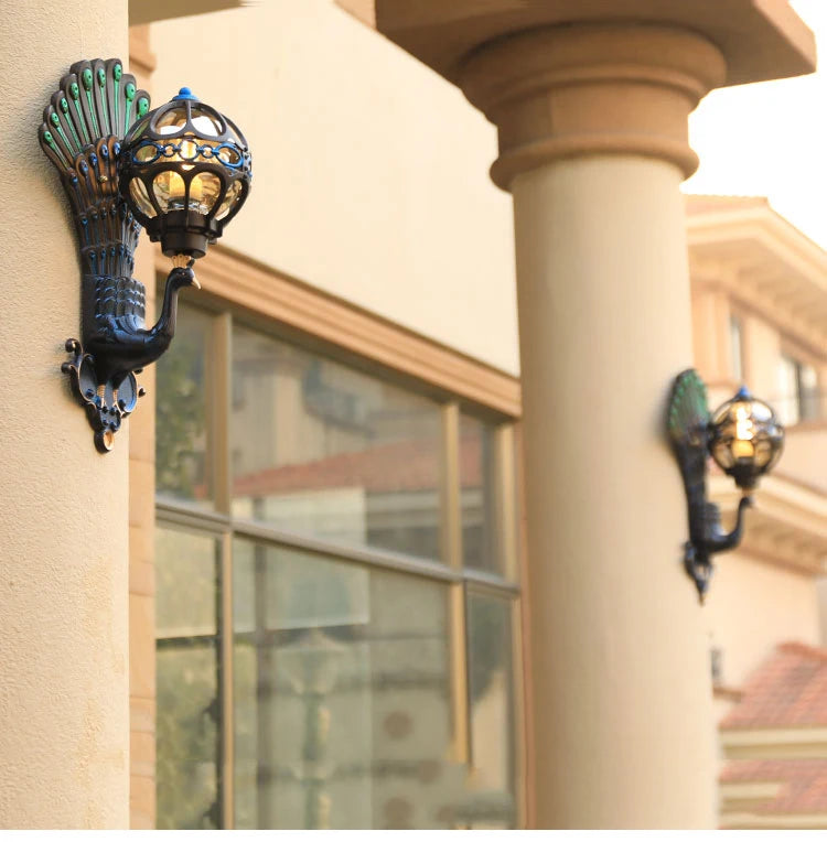 European Style Retro Peacock Wall Lamp Led Hotel Art Wall Lamp Balcony Villa Door Light Suitable For Indoor / Outdoor Lighting