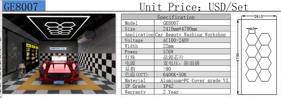 Hot Sales Hexagons Led Lights Individual DIY Factory Supplier Car Showroom 4S Workshop Dropshipping