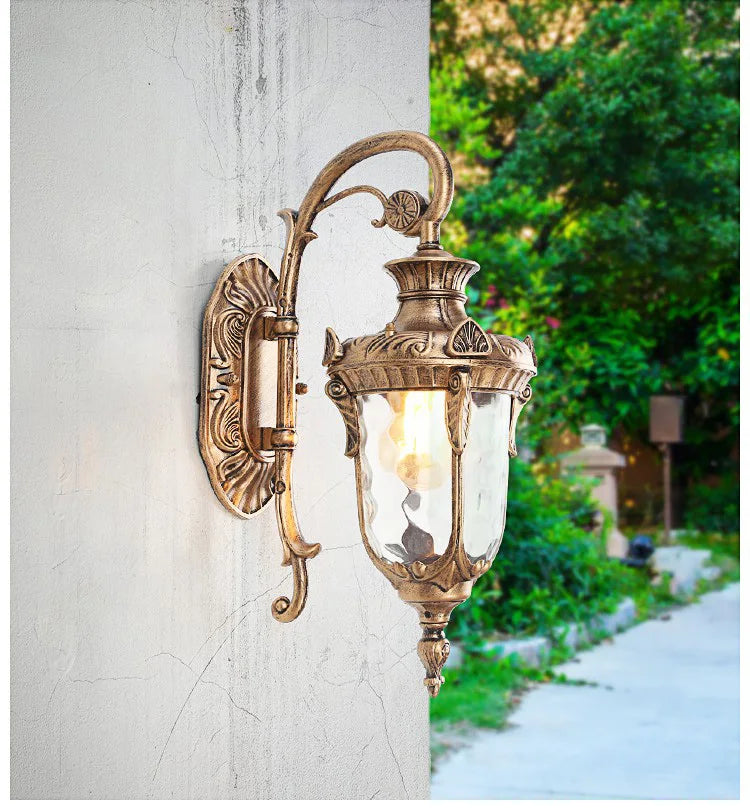 Europe Outdoor Wall Light Retro Garden Yard Porch Lamp Residential Balcony Exterior Waterproof Lighting E27 Glass Fixtures