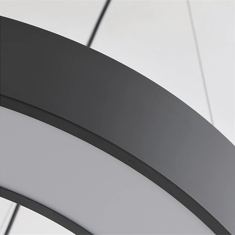 Modern Iron Art Circle Pendant Lights Minimalism Black White Metal Led Ring Light Office Living Room Decor Hanging Lamp Fixtures