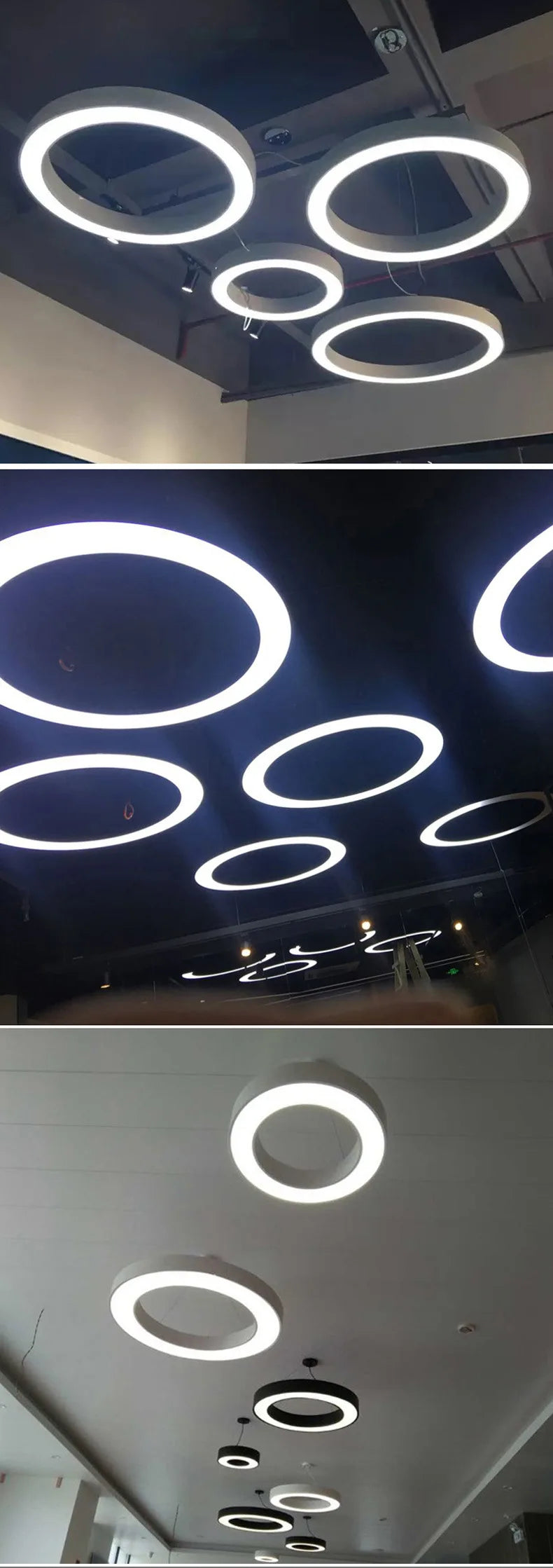 Modern Iron Art Circle Pendant Lights Minimalism Black White Metal Led Ring Light Office Living Room Decor Hanging Lamp Fixtures