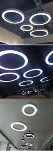 Modern Iron Art Circle Pendant Lights Minimalism Black White Metal Led Ring Light Office Living Room Decor Hanging Lamp Fixtures