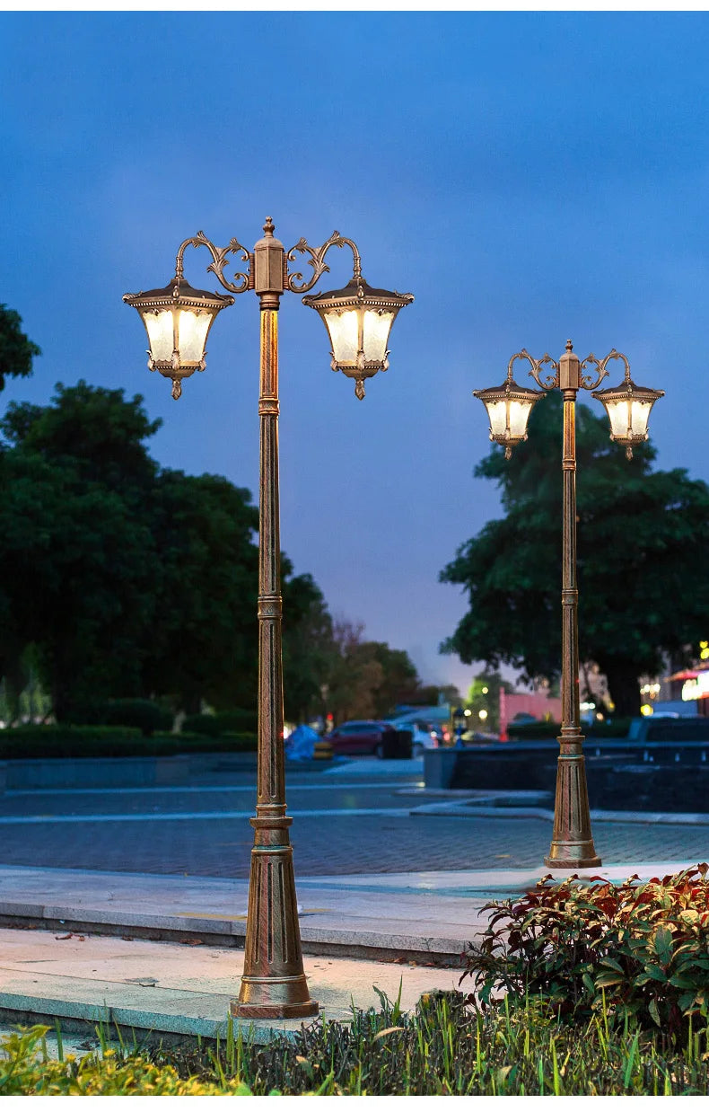 LED Street Lamp European Style Retro Waterproof Garden Lamp Outdoor Villa Lawn Community High Pole Landscape Lamp Street Light